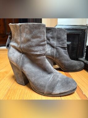 rag & bone Gray Suede Block Heel Newbury Ankle Boots